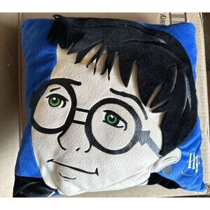Harry Potter Face Throw Pillow Blue 14x13 Sorcerer HP Wizard Hogwarts Bedroom